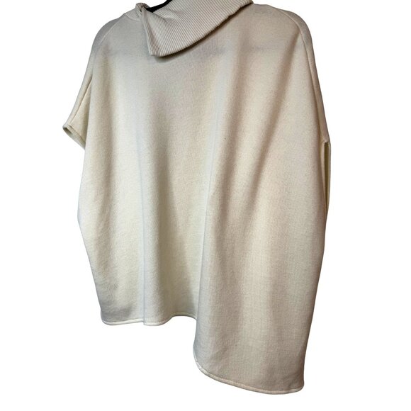 NWOT ZARA Cream Large Ribbed Turtleneck Poncho Sweater - Picture 8 of 16